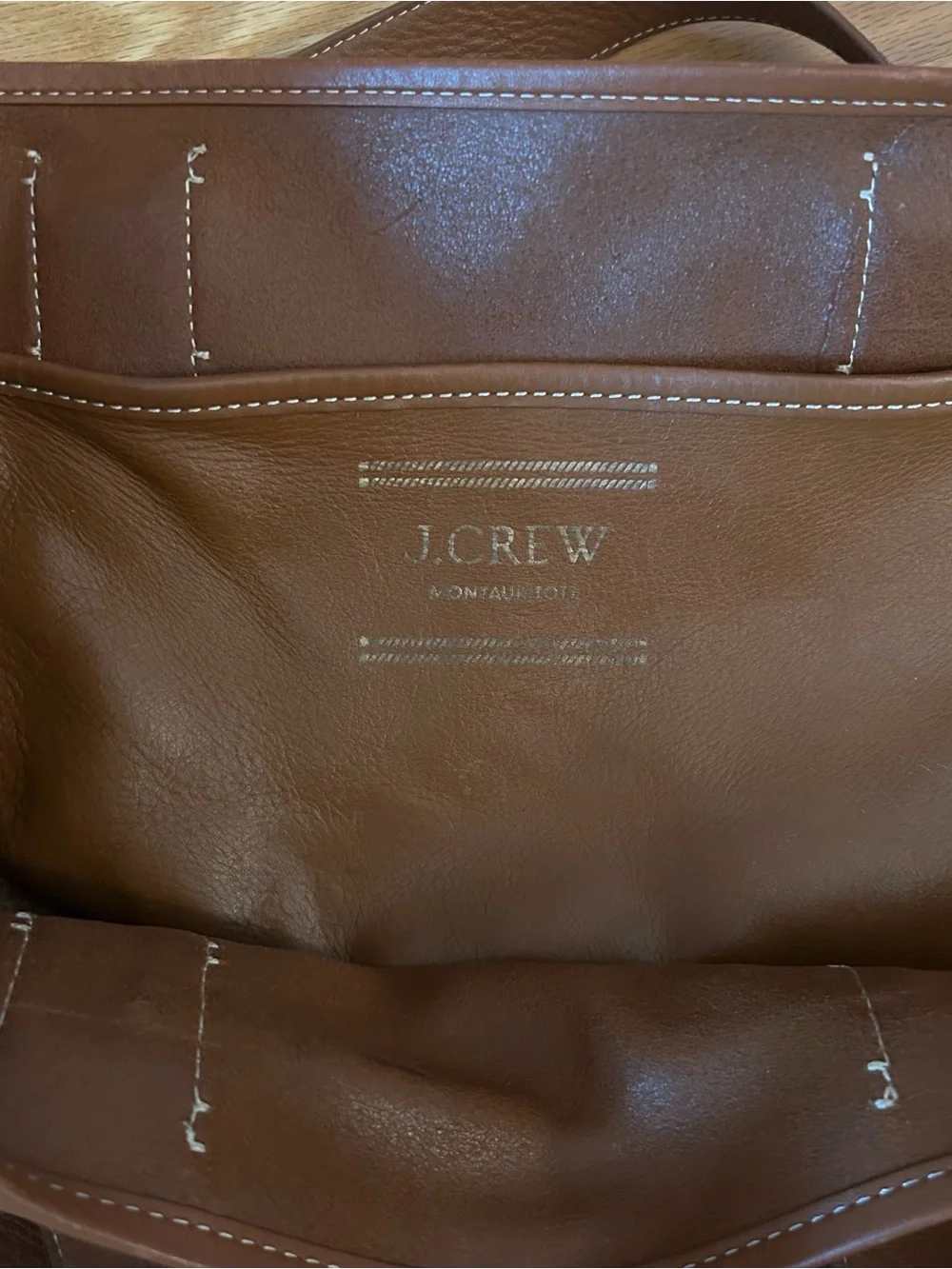 J. Crew Medium Montauk Leather Tote Bag in Rich Oak - Picture 16 of 16